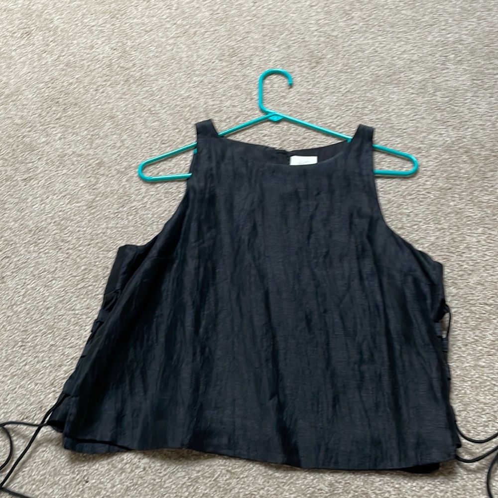 Anthropologie linen blend laced vest . Sz 10 NWT